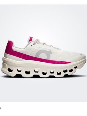 On Cloudmonster Running Shoes in Ivory Grenadine